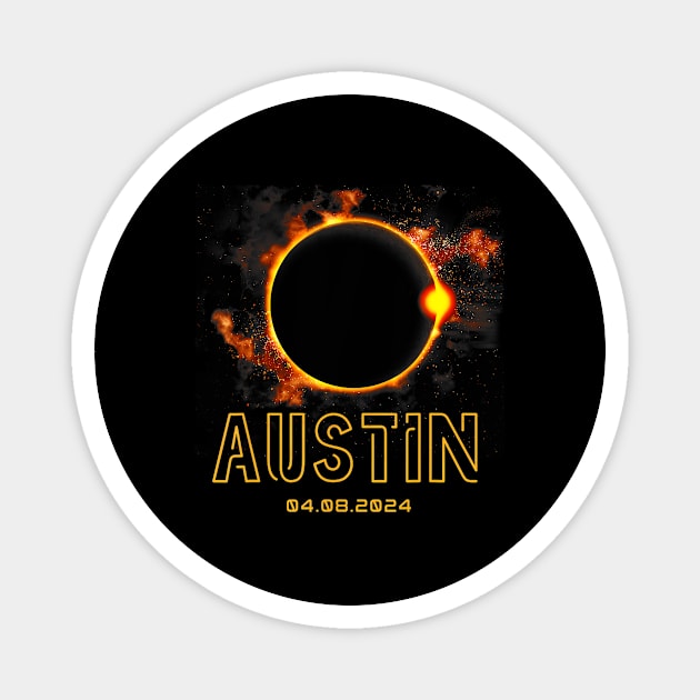 Austin Texas Total Solar Eclipse 2024 April 8Th Magnet by SanJKaka